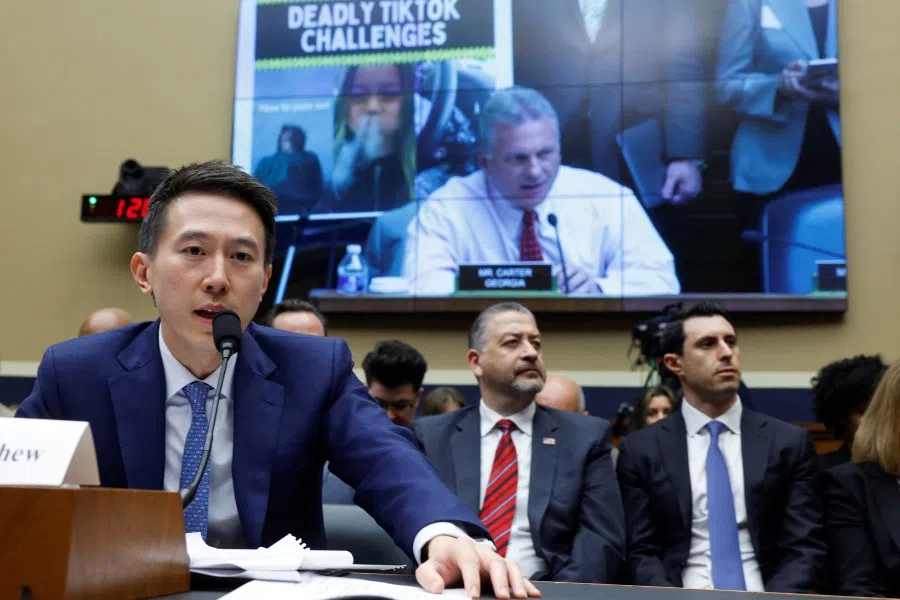TikTok Chief Executive Shou Zi Chew testifies before a House Energy and Commerce Committee hearing entitled "TikTok: How Congress can Safeguard American Data Privacy and Protect Children from Online Harms," as lawmakers scrutinize the Chinese-owned video-sharing app, on Capitol Hill in Washington, US, 23 March 2023. (Evelyn Hockstein/Reuters)
