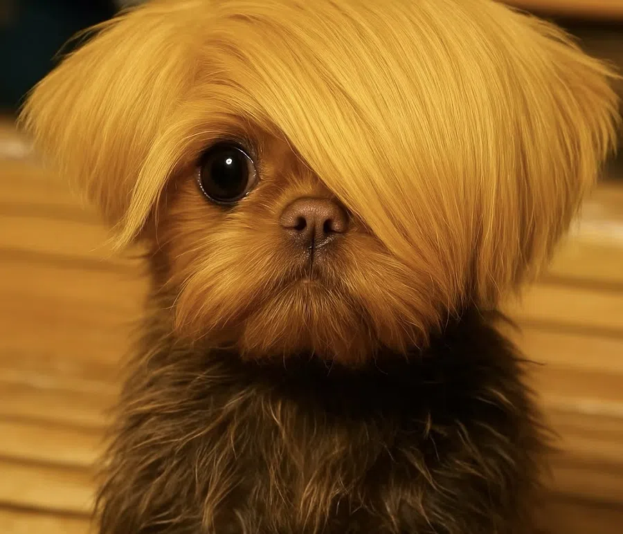 A dog styled to look like Trump. (Internet)