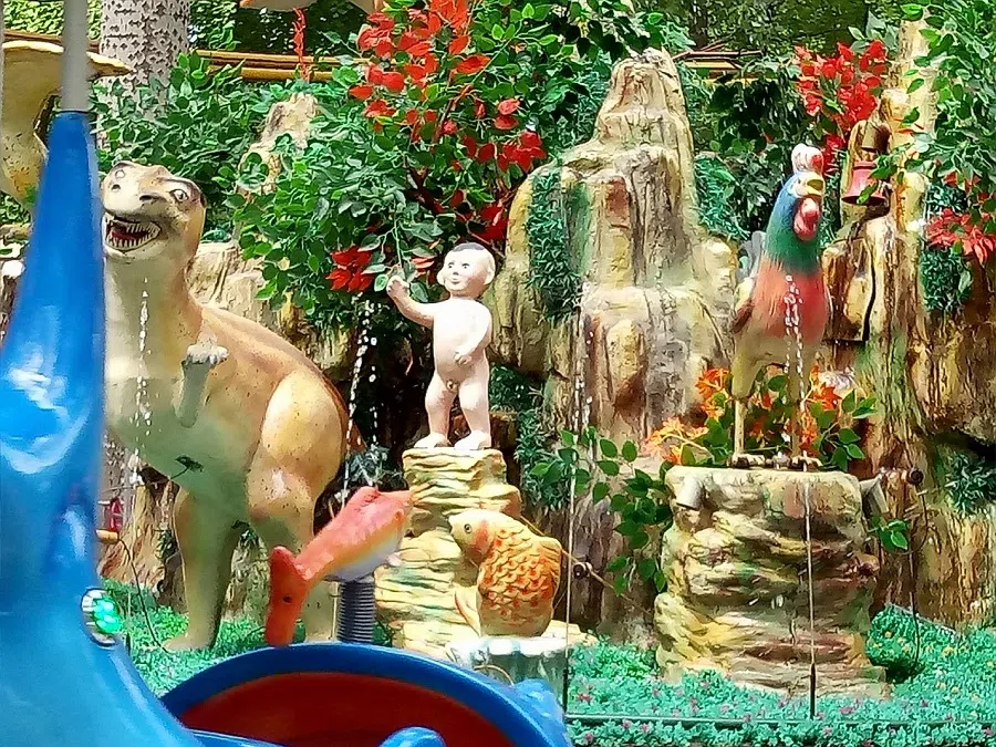 A mini theme park with dated designs that remind me of Singapore's Haw Par Villa.