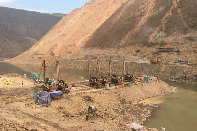 The Jiasa River hydropower station construction site. (Weibo)