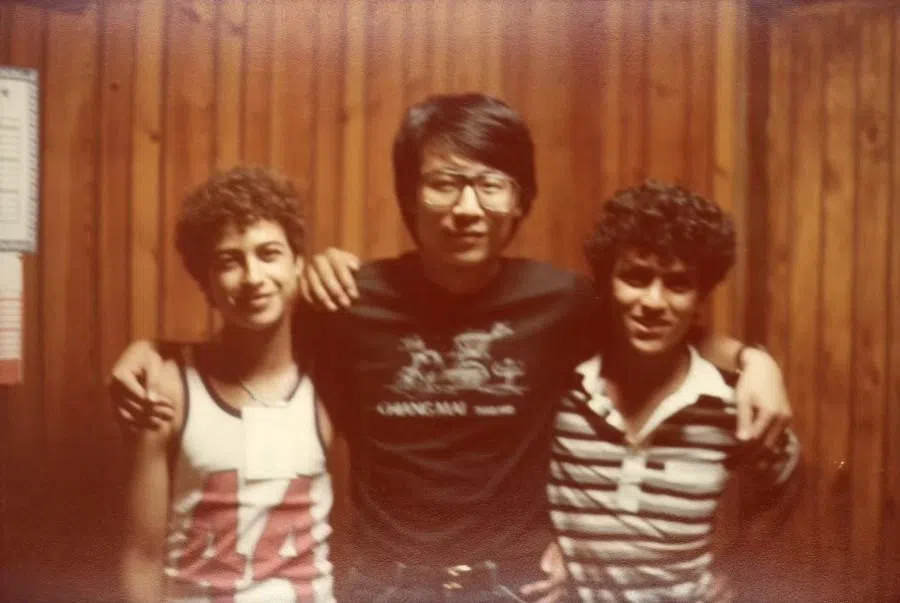 With Palestinian youths.