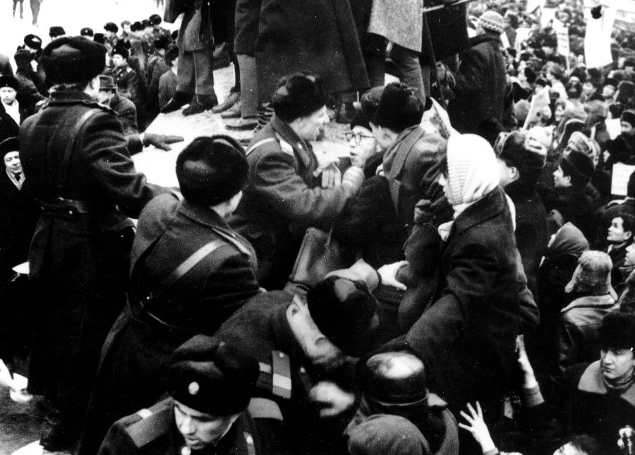 In 1965, the Soviet Union's military police had a tussle with the Chinese students who led the anti-US protests, injuring many.