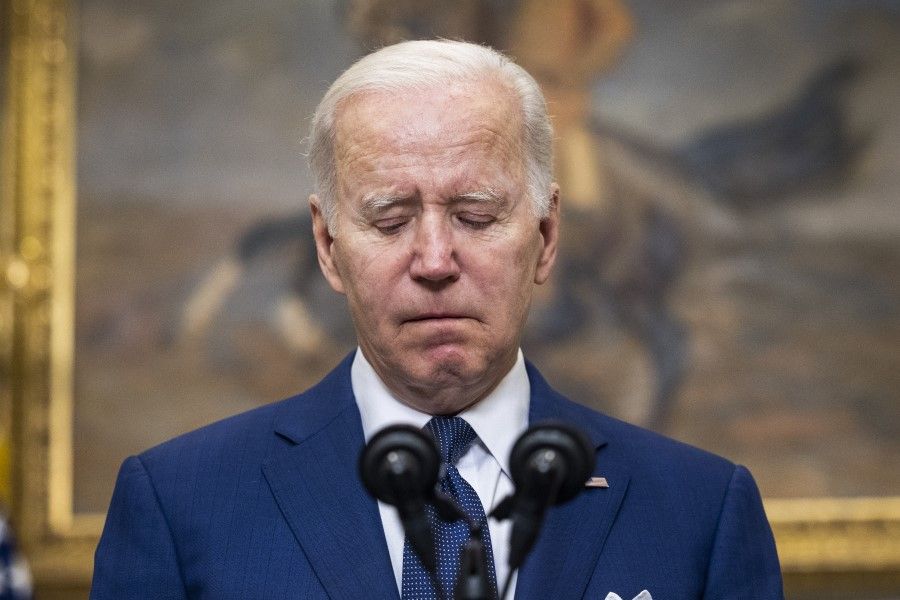 US President Joe Biden speaks in the Roosevelt Room of the White House in Washington, DC, US, on 24 May 2022, following the mass shooting in Uvalde, Texas. (Jim Lo Scalzo/EPA/Bloomberg)