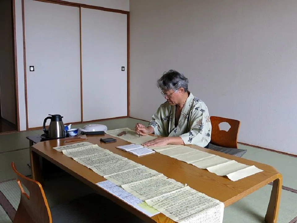 Chiang Hsun practising calligraphy. (Facebook/蔣勳)