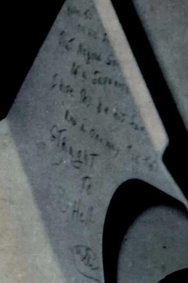 Autographs of pilots on a bomb used in the raid on Tokyo, symbolising a return gift from the pilots following Pearl Harbor.