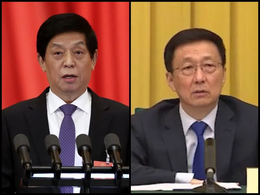 Politburo Standing Committee members Li Zhanshu (b. 1950) (left) and Han Zheng (b. 1954). (Internet)