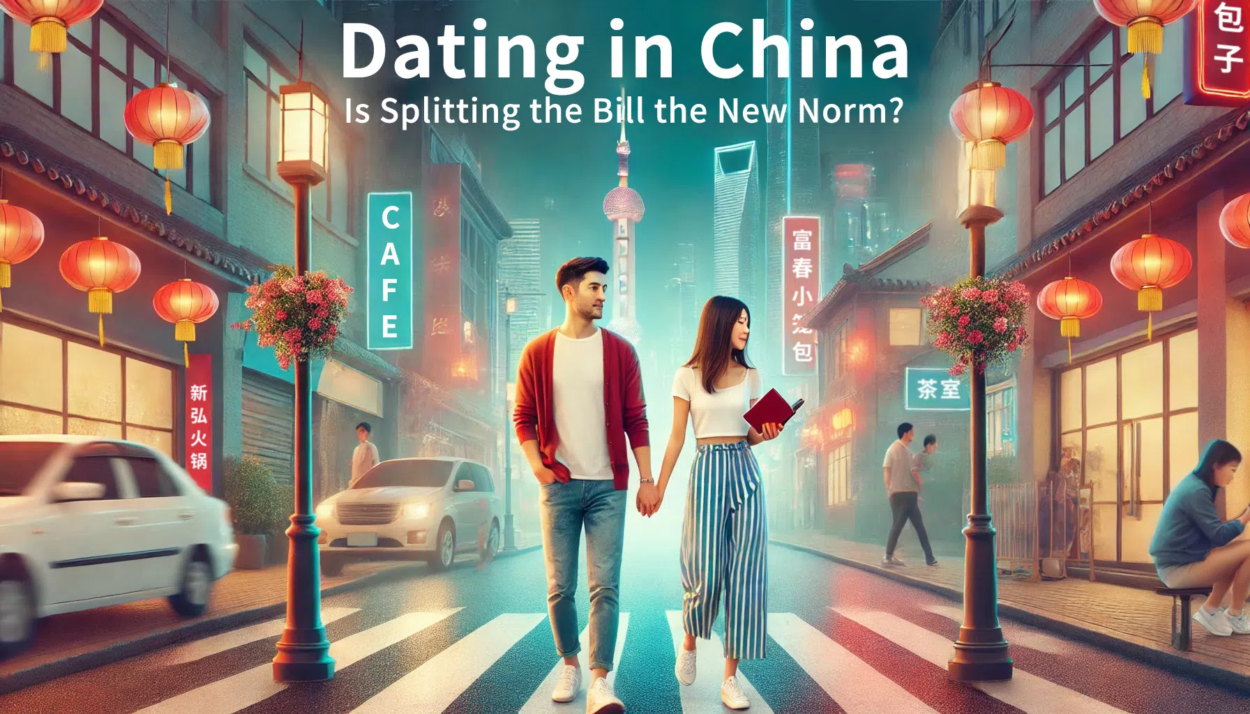 A couple walking along the streets of Shanghai. (Image generated by Lu Lingming with assistance from ChatGPT)