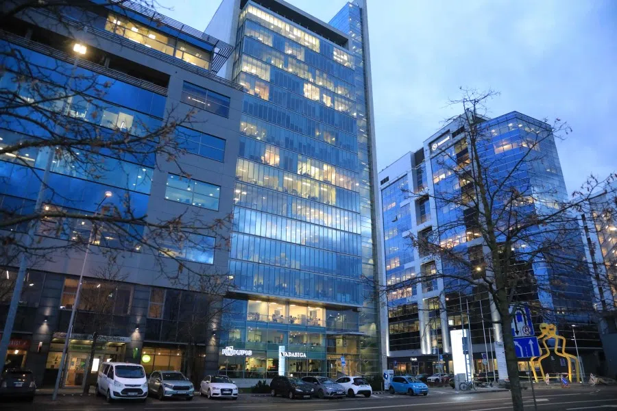 This picture taken on 18 November 2021 shows the building with the Taiwanese Representative Office in Lithuania, Vilnius. (Petras Malukas/AFP)