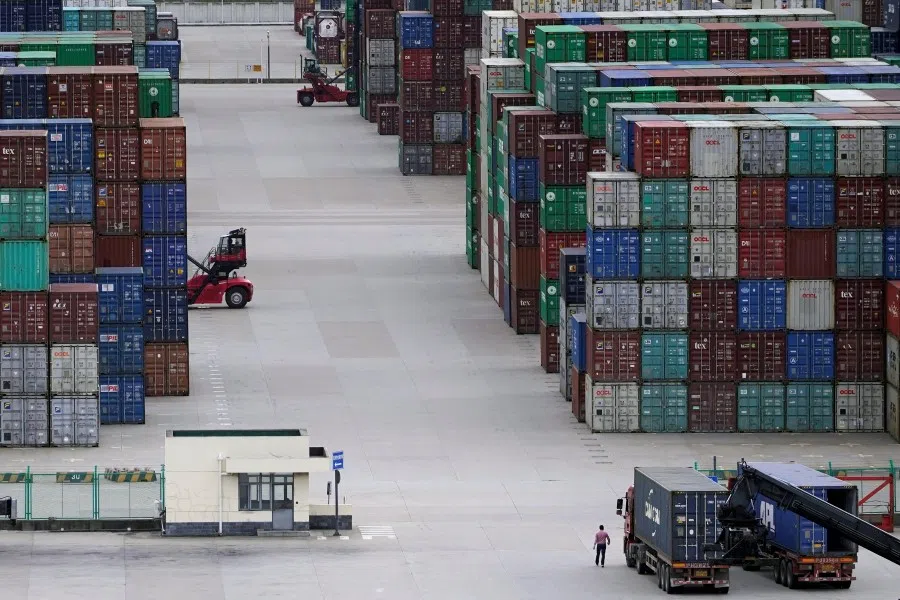 Containers are seen at the Yangshan Deep-Water Port in Shanghai, China, 19 October 2020. (Aly Song/Reuters)
