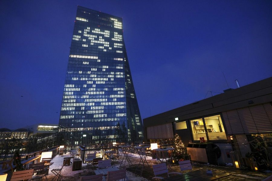 A view of the European Central Bank (ECB) headquarters in Frankfurt, Germany, on 15 December 2022. (Alex Kraus/Bloomberg)