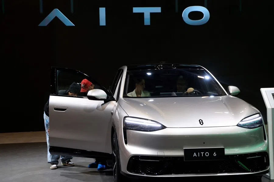 The Aito M6 car during the 91st edition of the international Paris Motor Show at the Porte de Versailles in Paris on 12 October 2026.