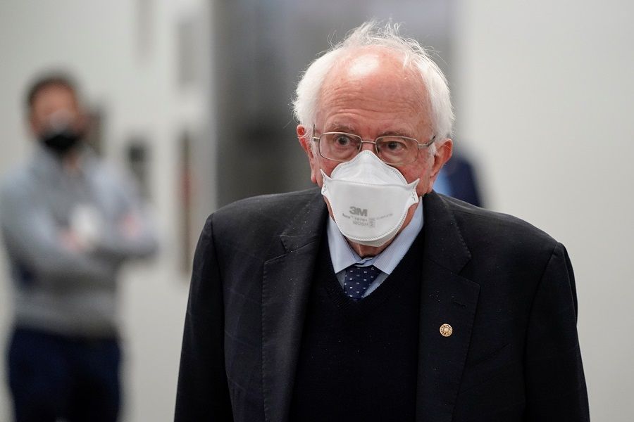 US Senator Bernie Sanders departs after House impeachment managers rested their case in impeachment trial of former US President Donald Trump, on charges of inciting the deadly attack on the US Capitol, on Capitol Hill in Washington, US, 11 February 2021. (Joshua Roberts/Reuters)