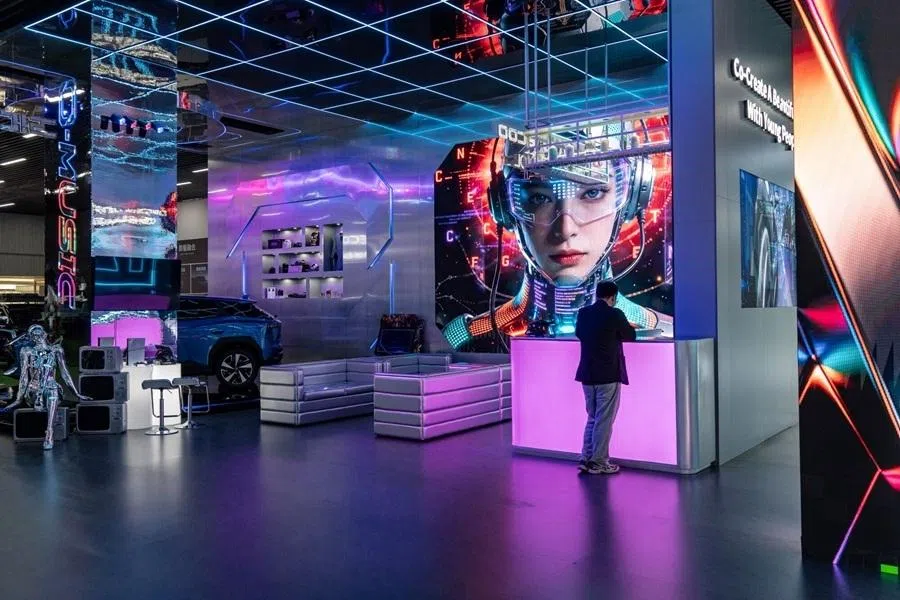 A Chery Automobile Co.'s AiMOGA humanoid robot at the company's experience center in Wuhu, Anhui, China, on 20 May 2026.