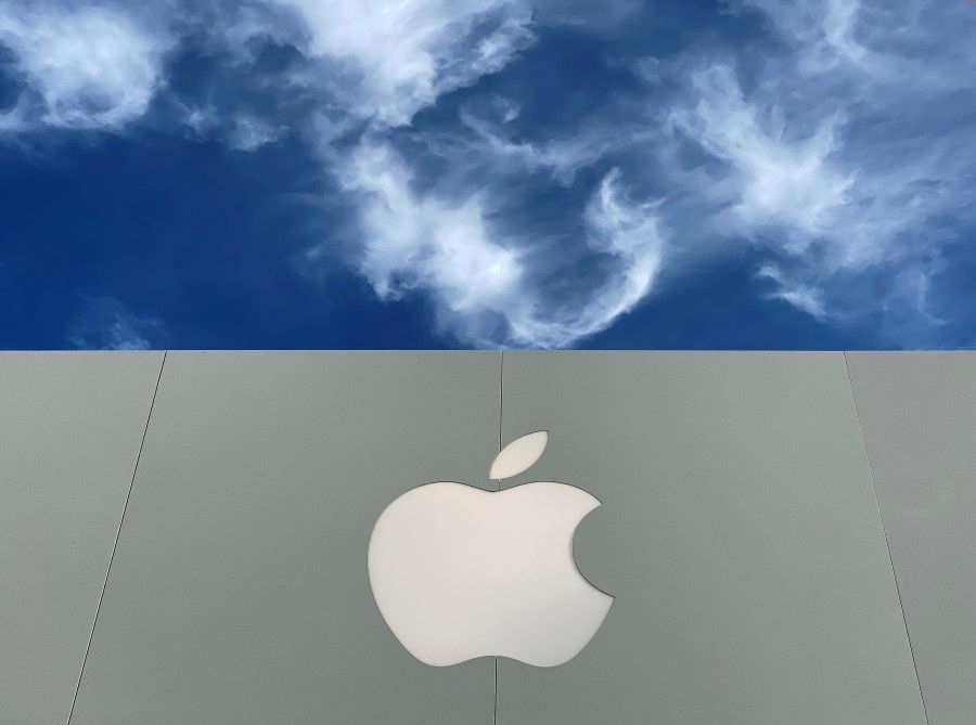 The Apple logo is shown atop an Apple store at a shopping mall in La Jolla, California. (Mike Blake/REUTERS)