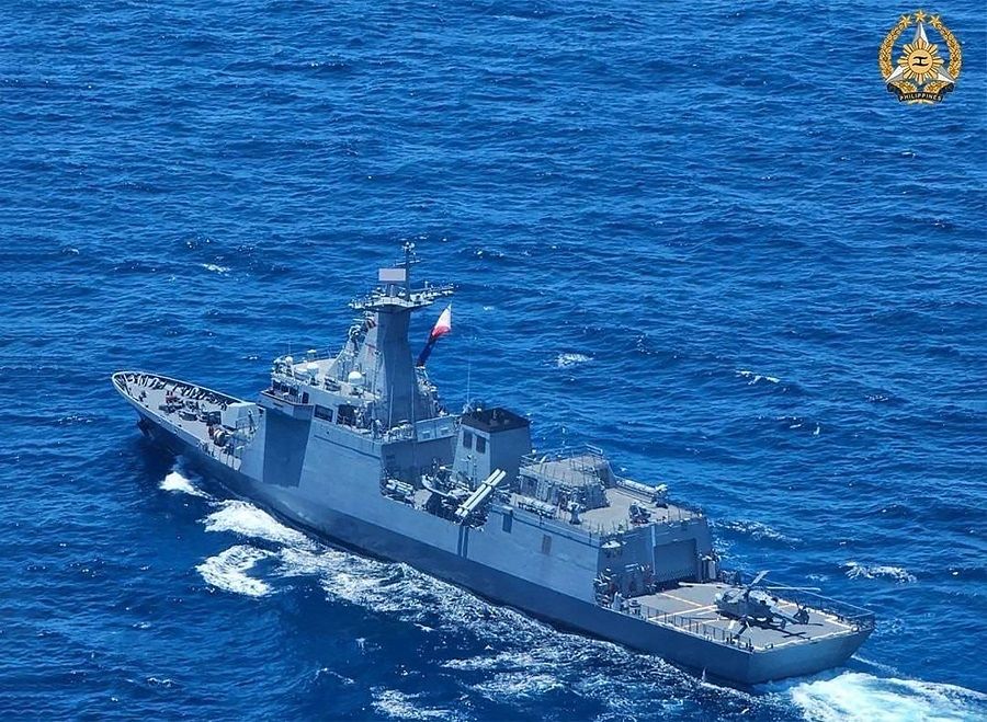 This handout photograph taken on 7 April 2024 and released by the Armed Forces of the Philippines (AFP), shows BRP Antonio Luna participating in the first Multilateral Maritime Cooperative Activity between the Philippines, US, Australia and Japan, in the South China Sea. (Armed Forces of the Philippines/AFP)
