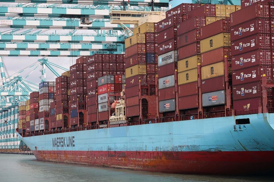 The Gunhilde Maersk container ship docked at the Port of Tanjung Pelepas, in Iskandar Puteri, Johor, Malaysia, on 9 February 2023. (Lionel Ng/Bloomberg)