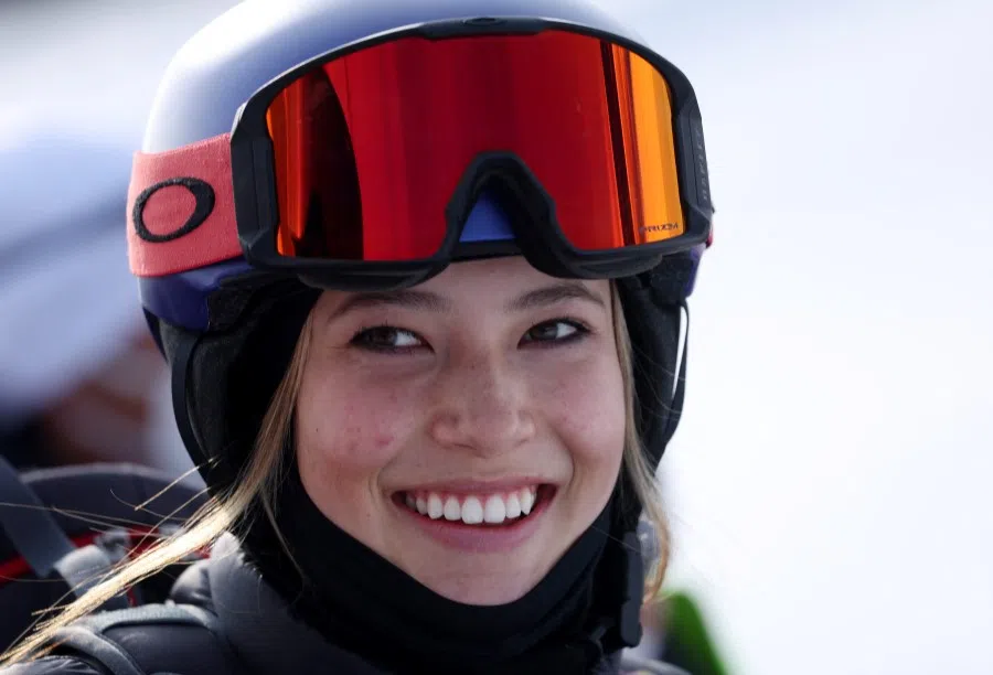 Eileen Gu at the Beijing Winter Olympics, 10 February 2022. (Mike Blake/Reuters)