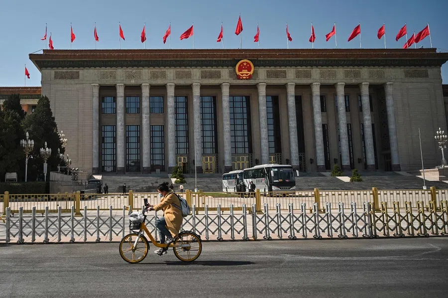 General view of the Great Hall of the People in Beijing, China, on 3 March 2022. (Hector Retamal/AFP)