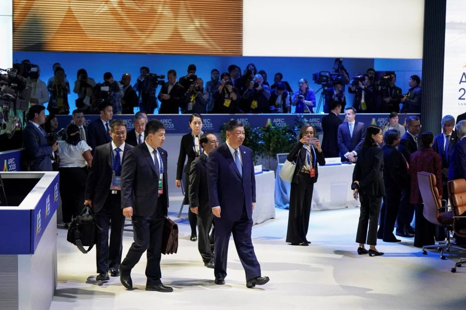 China's President Xi Jinping arrives to attend the Leaders Retreat during the Asia-Pacific Economic Cooperation (APEC) Summit in San Francisco, California, US, on 17 November 2023. (Loren Elliott/Reuters)