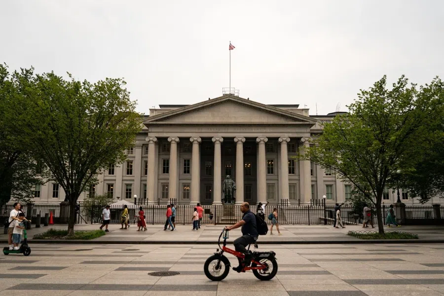 The US Treasury building in Washington, DC, US, on 5 August 2025. (Al Drago/Bloomberg)