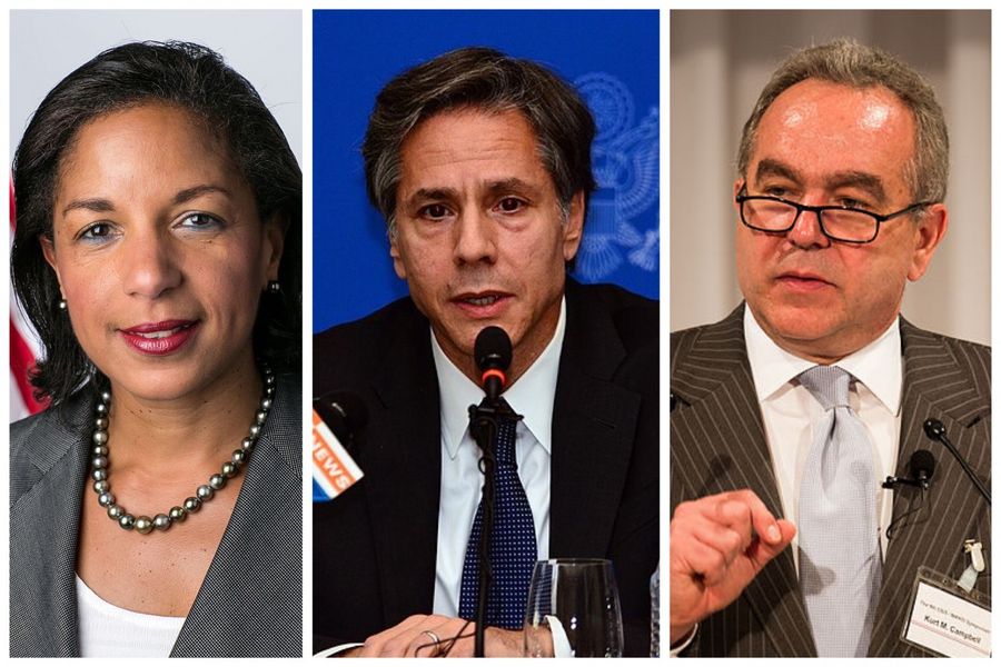 (Left to right) Susan Rice, former national security adviser under President Barack Obama, Antony Blinken, senior foreign policy advisor for the Biden campaign, and Kurt Campbell, former assistant secretary of state for East Asian and Pacific affairs in the Obama administration. (Wikimedia)