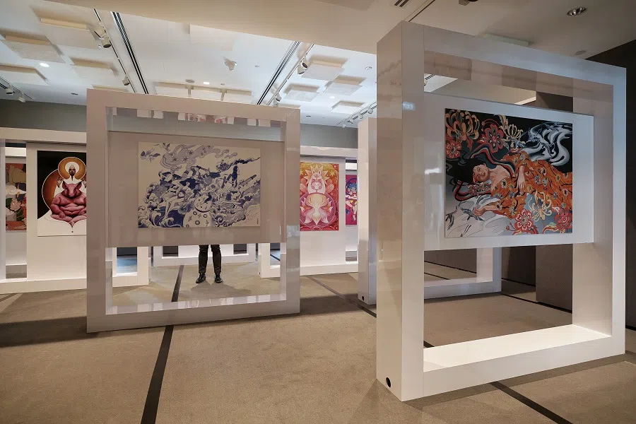 An urban art exhibition at Singapore Chinese Cultural Centre featuring contemporary portrayals of traditional Chinese mythology, on 9 January 2020, in Singapore. (SPH)