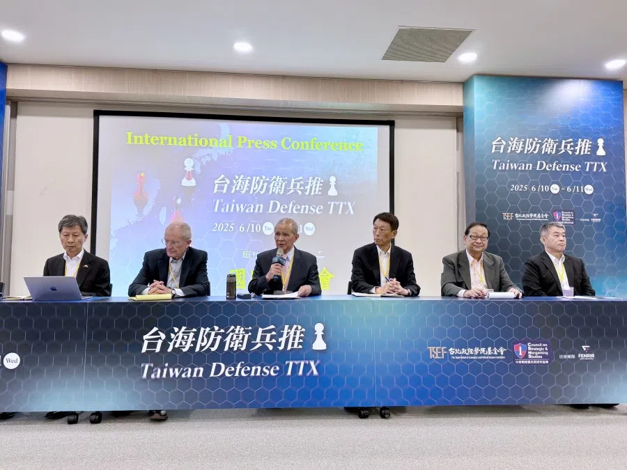 The Taiwan Strait Defense tabletop exercise was held in early June in Taipei. (Miao Zong-Han/SPH Media)