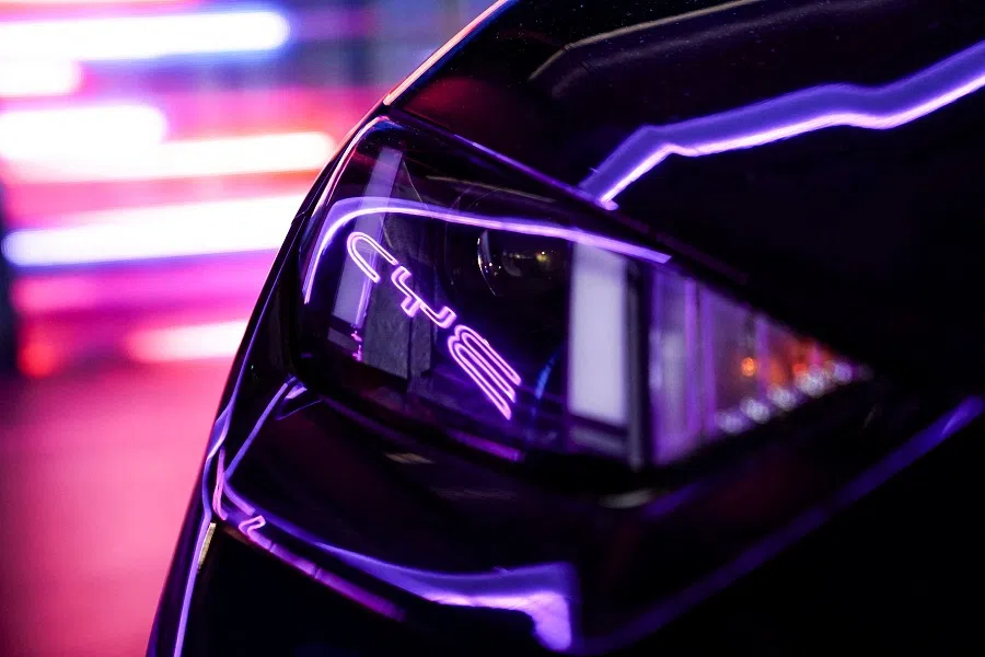The BYD EV Dolphin Mini is displayed as the Chinese electric-vehicle producer announces the launch of the low-cost EV in Mexico City, Mexico, on 28 February 2024. (Toya Sarno Jordan/Reuters)