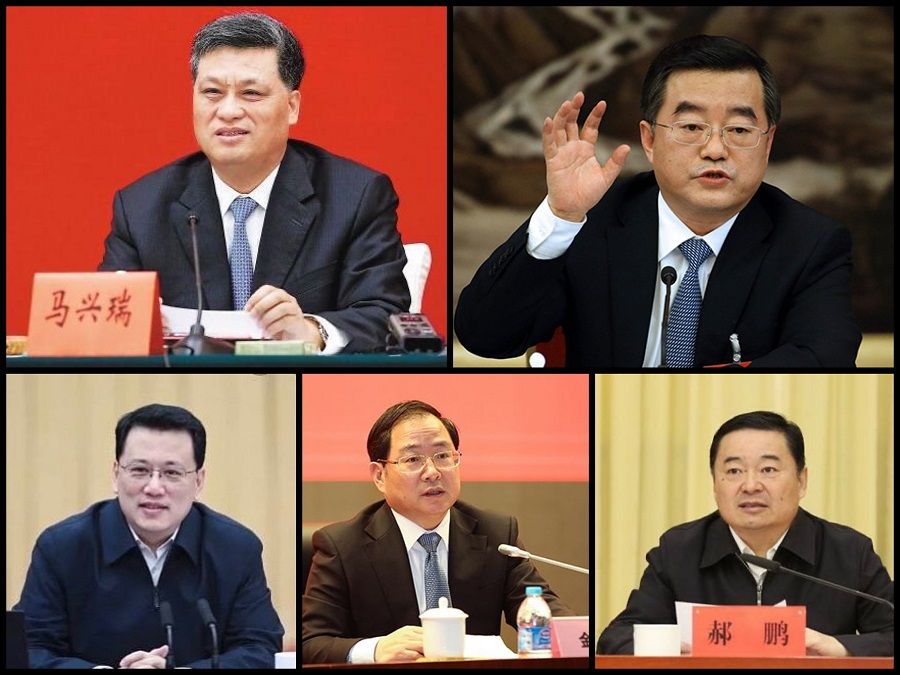 From left: (top row) Xinjiang party secretary Ma Xingrui and Hunan party secretary Zhang Qingwei; (bottom row) Zhejiang party secretary Yuan Jiajun, Minister of Industry and Information Technology Jin Zhuanglong and Minister of the State-owned Assets Supervision and Administration Commission Hao Peng. (Internet)