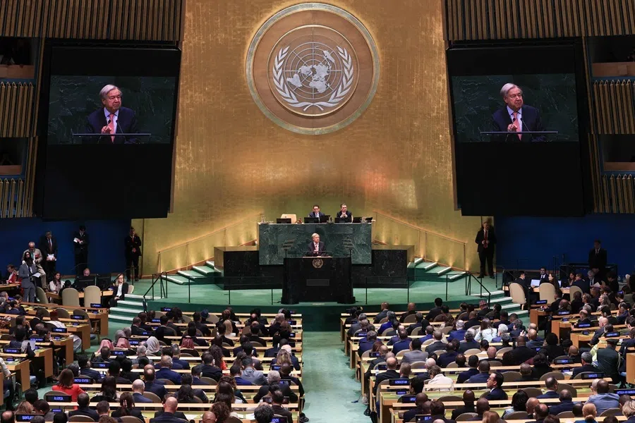 UN Secretary-General Antonio Guterres speaks during the 81st United Nations General Assembly at the United Nations Headquarters in New York, on 22 September 2026.