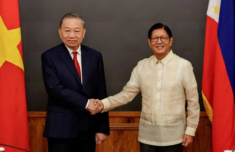 Philippine President Ferdinand Marcos Jr and Vietnam President To Lam shake hands during a bilateral meeting at Malacanang presidential palace in Manila, Philippines, on 1 June 2026.