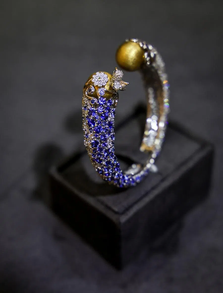 The bangle from Jenny Grace Johnson’s jewellery collection Regalia. (Jonathan Yeap/SPH Media)