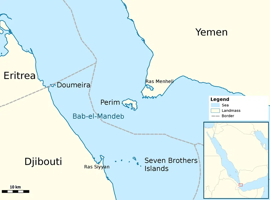 Map depicting the Bab el-Mandeb Strait. (Photo: Archer90/Licensed under CC BY-SA 3.0)