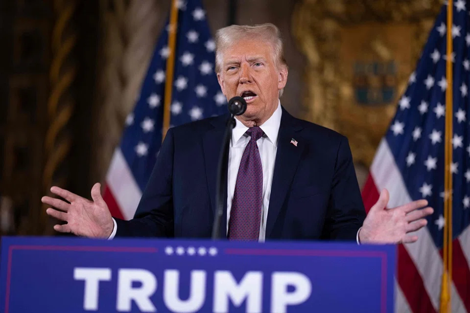 US President-elect Donald Trump speaks to members of the media during a press conference at the Mar-a-Lago Club on 7 January 2025 in Palm Beach, Florida. (Scott Olson/Getty Images/AFP)