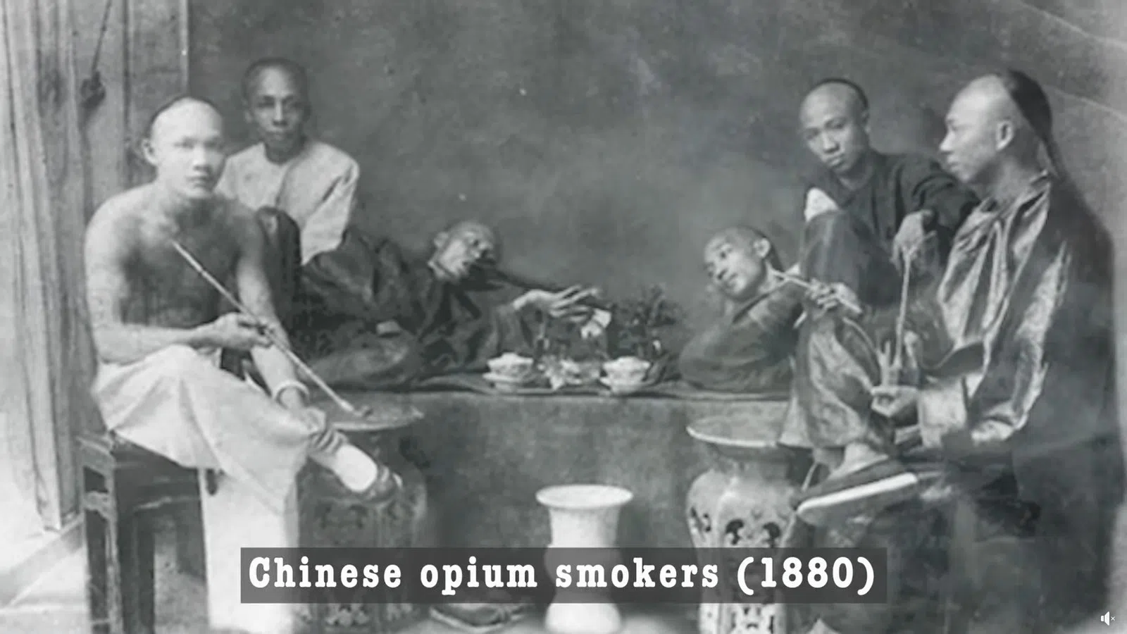 A screen shot from a video featuring opium smokers. (Internet)