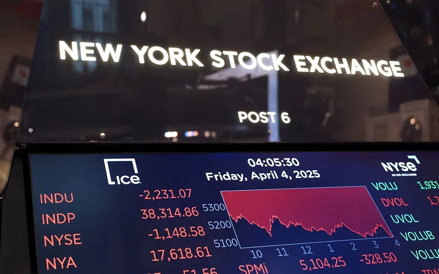 The board of the New York Stock Exchange is pictured at the closing bell in New York City, on 4 April 2025. (Timothy A. Clary/AFP)