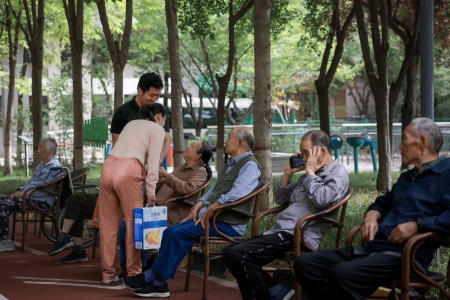 Elderly residents at the Perennial Alzheimer’s Care Village in Xi’an on 4 June 2025.