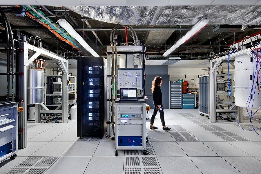An IBM quantum scientist walks across the IBM Quantum Computation Center at the Thomas J. Watson Research Center in Yorktown Heights, New York, US. (IBM)