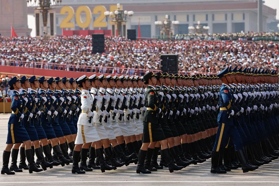 Chinese People's Liberation Army (PLA) honour guard members march during a military parade to mark the 80th anniversary of the end of World War Two, in Beijing, China, on 3 September 2025. (Tingshu Wang/Reuters)