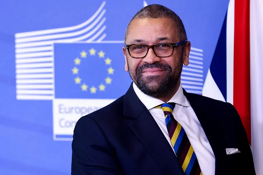 Britain's Foreign Secretary James Cleverly arrives for a meeting with the European Commission vice-president at the EU headquarters in Brussels, Belgium, on 17 February 2023. (Photo by Kenzo Tribouillard/AFP)