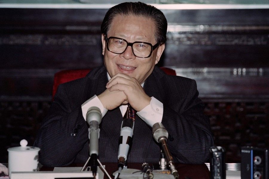 This file photo taken on 6 April 1992 shows General Secretary of the Chinese Communist Party Jiang Zemin in Beijing. (Mike Fiala/AFP)