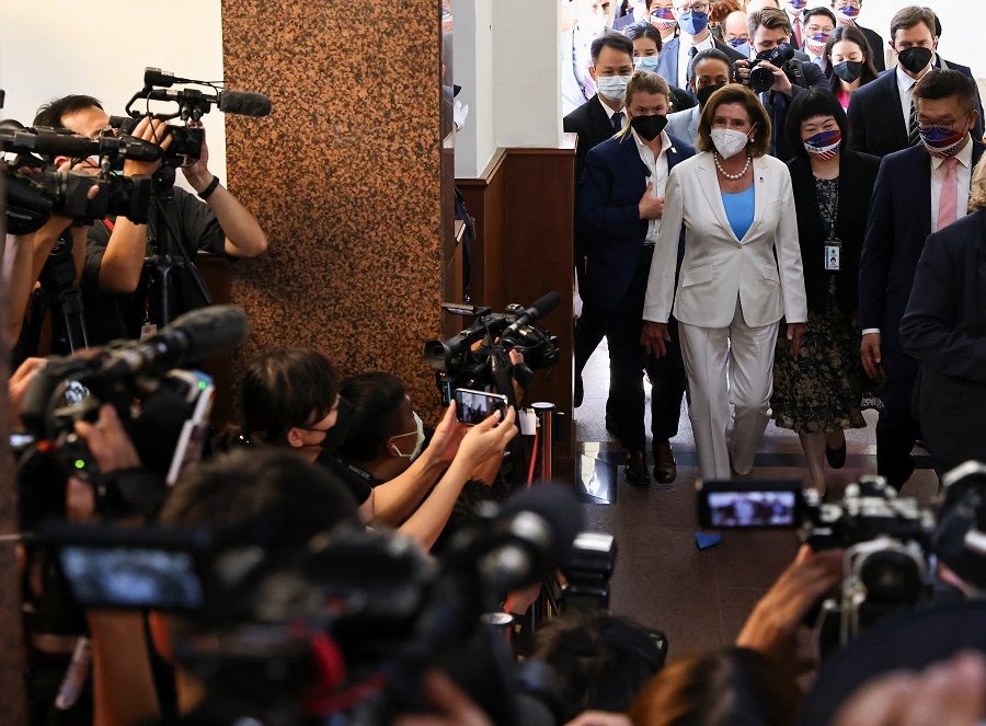 US House Speaker Nancy Pelosi leaves the parliament in Taipei, Taiwan, 3 August 2022. (Ann Wang/Reuters)