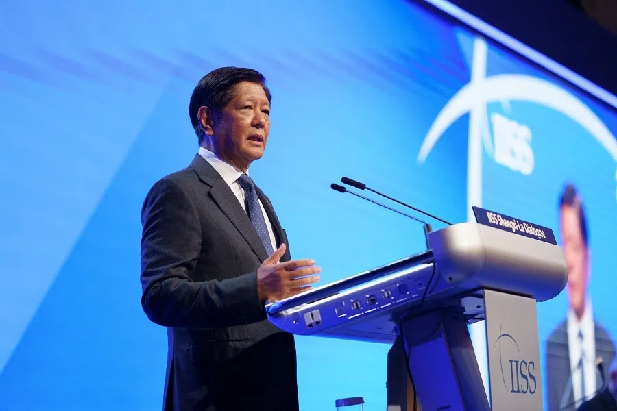 Ferdinand Marcos Jr., Philippines’ president, speaks during the IISS Shangri-La Dialogue in Singapore, on 31 May 2024. 