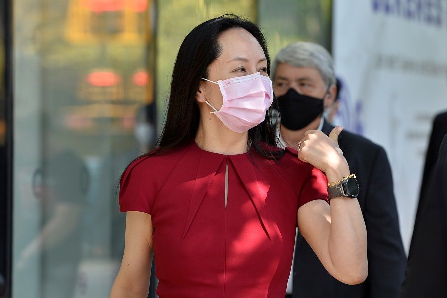 Huawei chief financial officer Meng Wanzhou leaves the court, where she attends a hearing, during a lunch break, in Vancouver, Canada, 10 August 2021. (Jennifer Gauthier/Reuters)