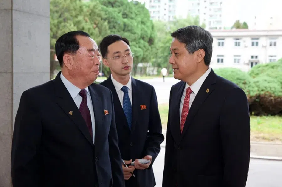 Kang Yun-sok (left) attending a banquet at the Chinese embassy to mark the 62nd anniversary of the DPRK-China alliance, on 11 July 2023. (Internet)