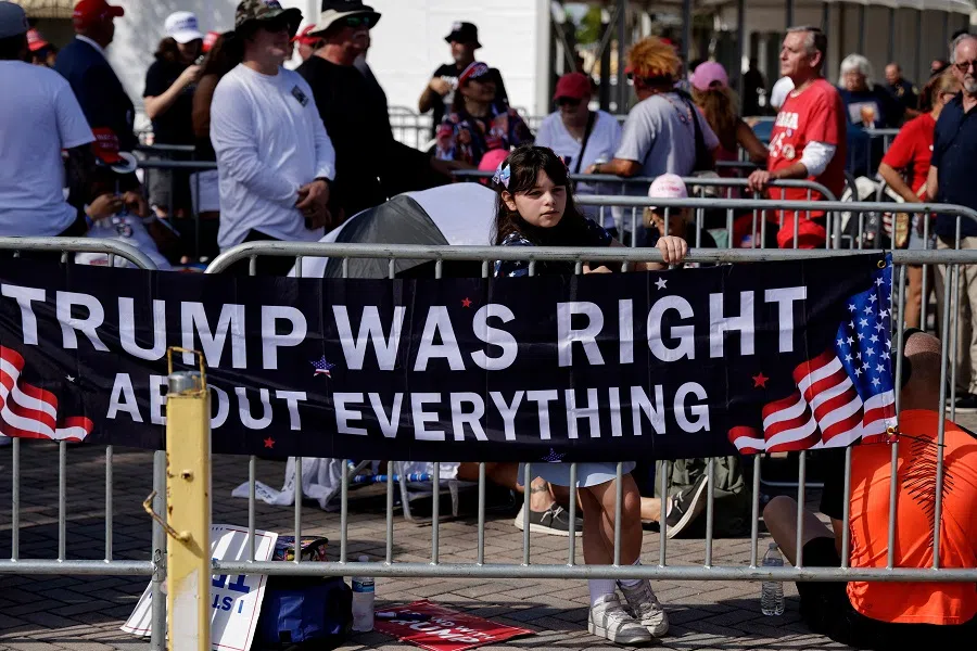 Supporters arrive at the venue as former US President Donald Trump is set to deliver remarks at The Ted Hendricks Stadium at Henry Milander Park on 8 November 2023 in Hialeah, Florida, US. (Alon Skuy/Getty Images/AFP)