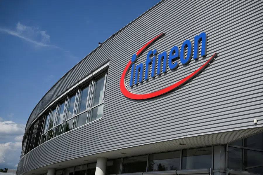 Infineon Technologies AG logo is seen in Dresden, Germany, on 13 July 2023. (Annegret Hilse/Reuters)