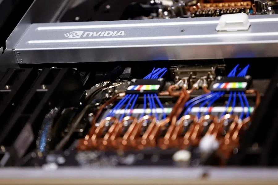 An NVIDIA spectrum-X Ethernet photonics SN6810 switch on display at a "meet the press" event on the sideline of Taiwan's annual tech show Computex in Taipei, Taiwan, on 2 June 2026.
