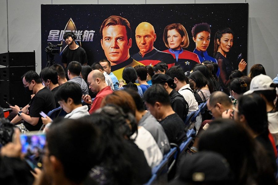 Chinese fans attend mainland China's first official fandom event for science-fiction adventure franchise Star Trek, at a shopping mall in Beijing, China, on 9 September 2023. (Jade Gao/AFP)