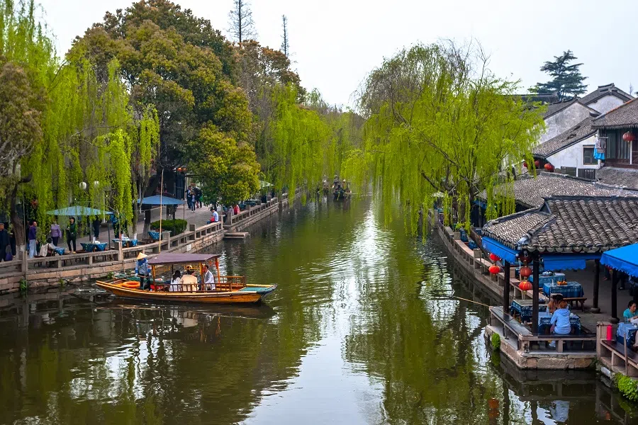 A view from a bridge of a canal in Zhouzhuang in Kunshan near Suzhou, Jiangsu province, China. (iStock)